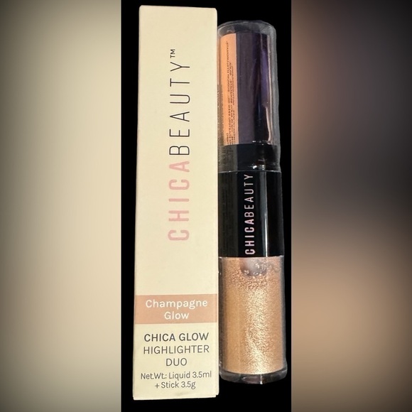 Chica Beauty Chica Glow Highlighter Duo Champagne Glow Brand New in Box 2 IN 1 - Picture 7 of 9